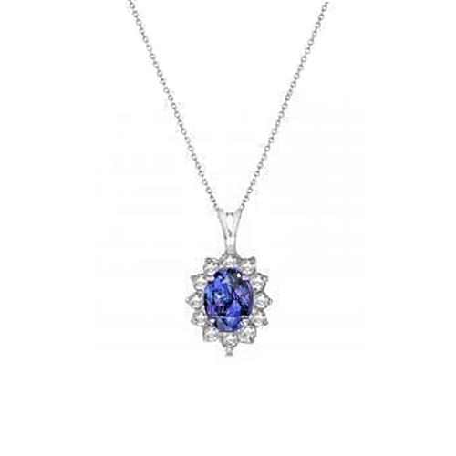 Pendente in oro bianco 14 carati con tanzanite e diamanti incastonati da 6.00 ct - harrychadent.it