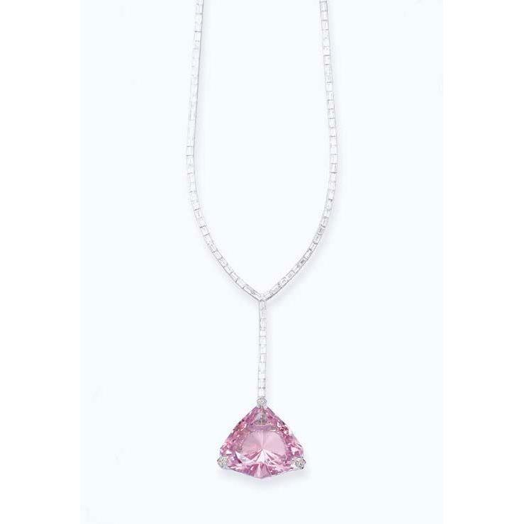 Pendente per collana da donna con diamanti taglio trilioni di Kunzite e baguette 14 ct. - harrychadent.it
