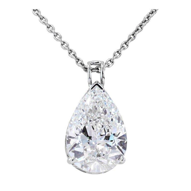 Ciondolo solitario da donna con diamante taglio a pera in oro bianco. 2 ct. - harrychadent.it