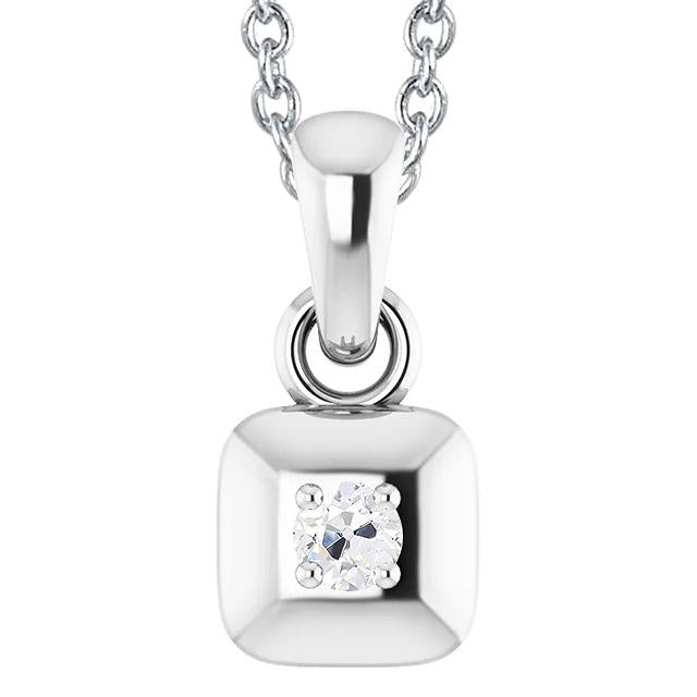 Pendente Con Naturale Diamante Tondo Da 1 Carato In Oro Bianco 14K