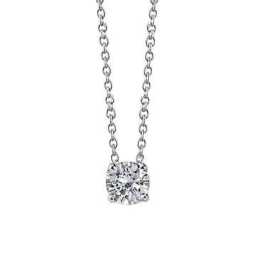 Pendente Per Collana Da Donna Con Vero Diamanti A Taglio Rotondo Da 0,75 Carati In Oro Bianco 14K