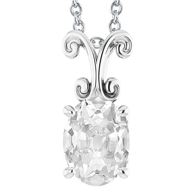Pendente Solitario Con Genuino Diamanti Taglio Ovale 5 Carati Diapositiva Con Catena Da 16 In Oro Bianco 14K