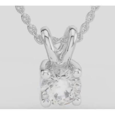 Pendente Solitario Con Naturale Diamanti Tondi 2 Carati E Oro Bianco 14K