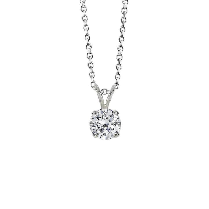 Pendente Solitario Con Vero Diamante Rotondo Da 2 Carati In Gioielli In Oro Bianco 14K Novità