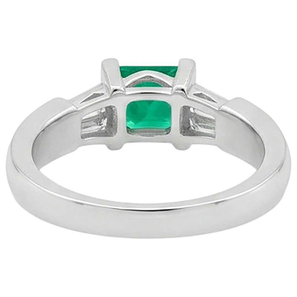 Anello con Pietra Preziosa Oro 14 Carati Bianco con Smeraldo Fine – vista posteriore