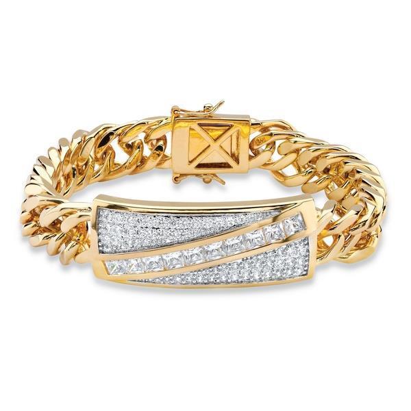 Princess & Round 5 Carati Naturale Diamonds Diamonds Bracciale Da Uomo Giallo Oro Giallo 14K