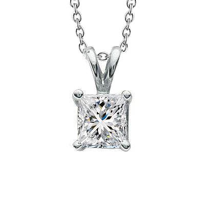 Principessa 2 Carati Solitaire Prong Set Pendente Vero Diamante Oro Bianco 14K