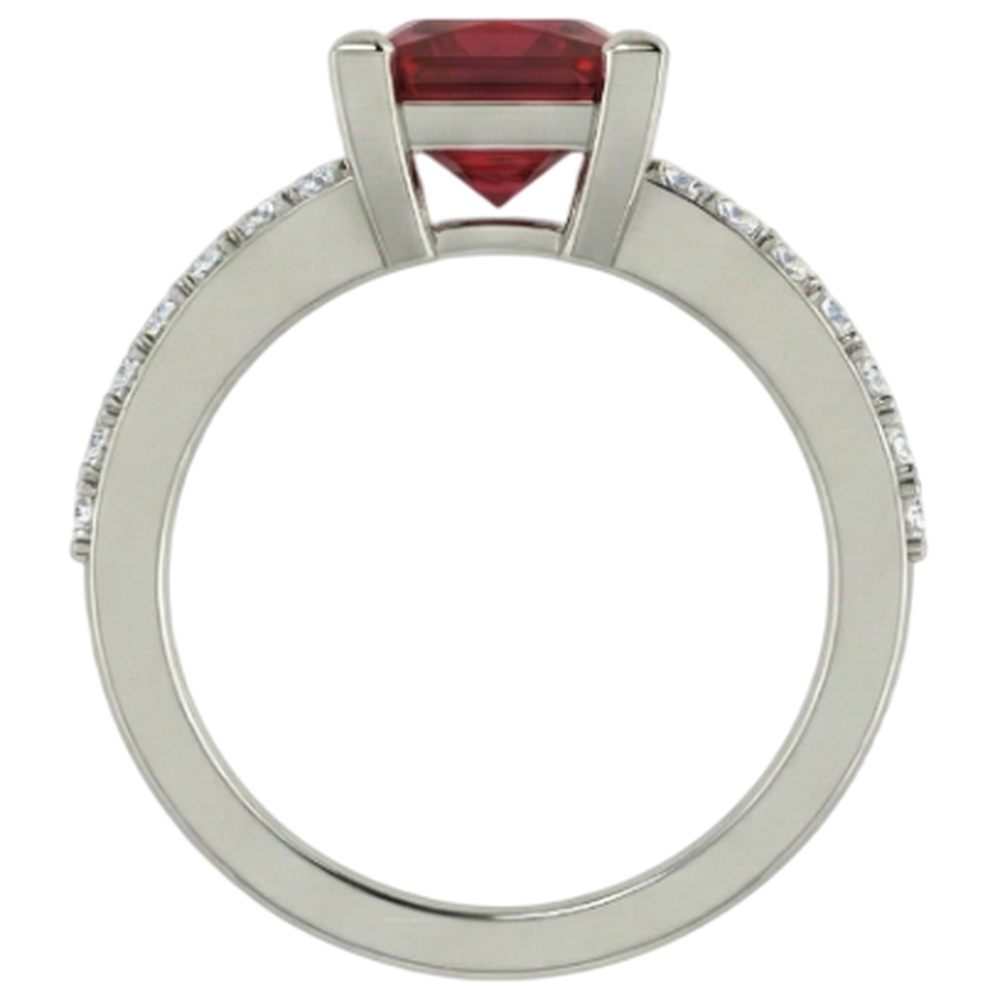 Principessa e taglio rotondo 3,45 ct. Anello Rubino E Diamanti Naturali Autentici ( non creati in laboratorio ) Oro Bianco 14K