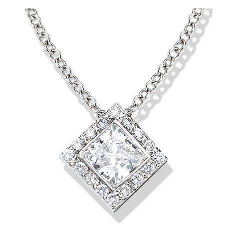 Principessa 3 Carati E Naturale Diamante Taglio Rotondo Con Pendente In Oro Bianco 14K