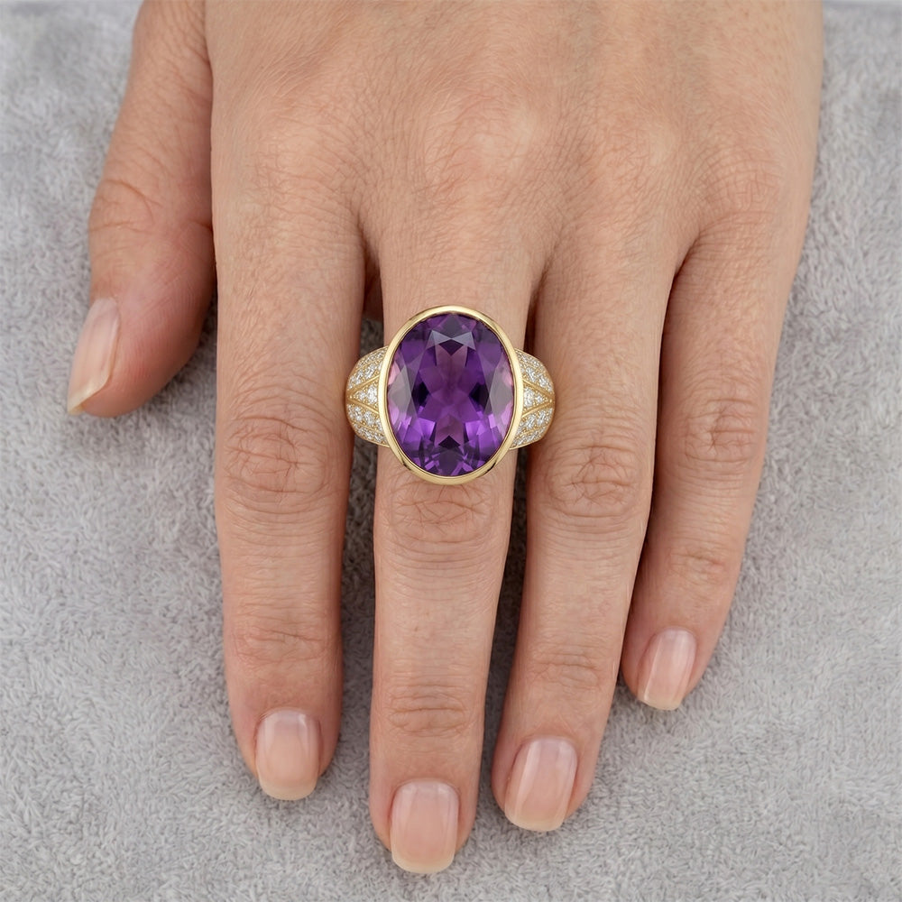 Purezza VVS Ametista Viola Anello Pietra Colorata 9 carati – Oro