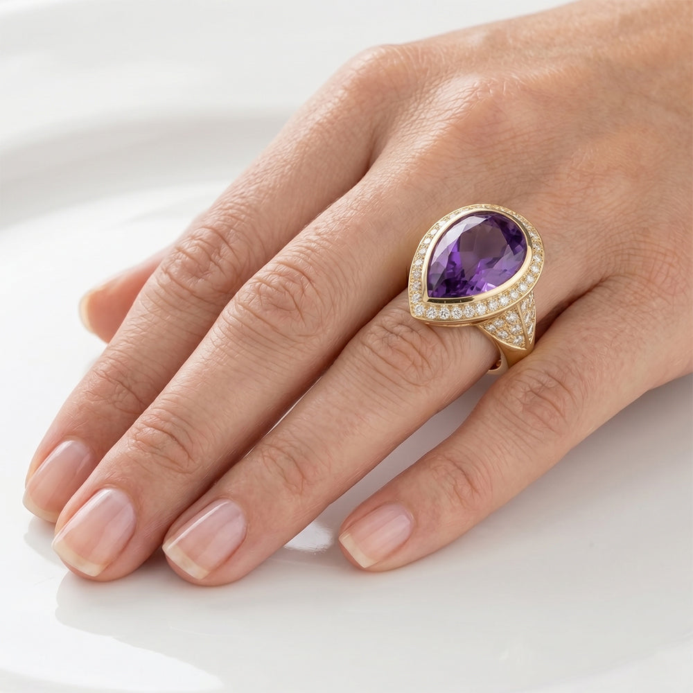 Purezza VVS Anello con Pietra Preziosa – Ametista Viola 6,50