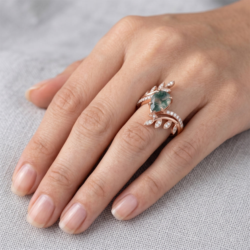 Purezza VVS Anello con Pietra Preziosa – Moss Agate 2,75 carati