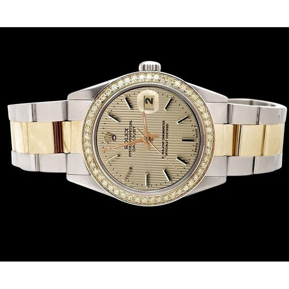 Quadrante Tapestry Stick Date Just Watch Rolex Bracciale Oyster in acciaio inossidabile e oro QUICK SET