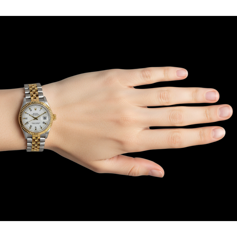 Quadrante bianco con cinturino Rolex giubileo, orologio Datejust, oro, acciaio inossidabile P4