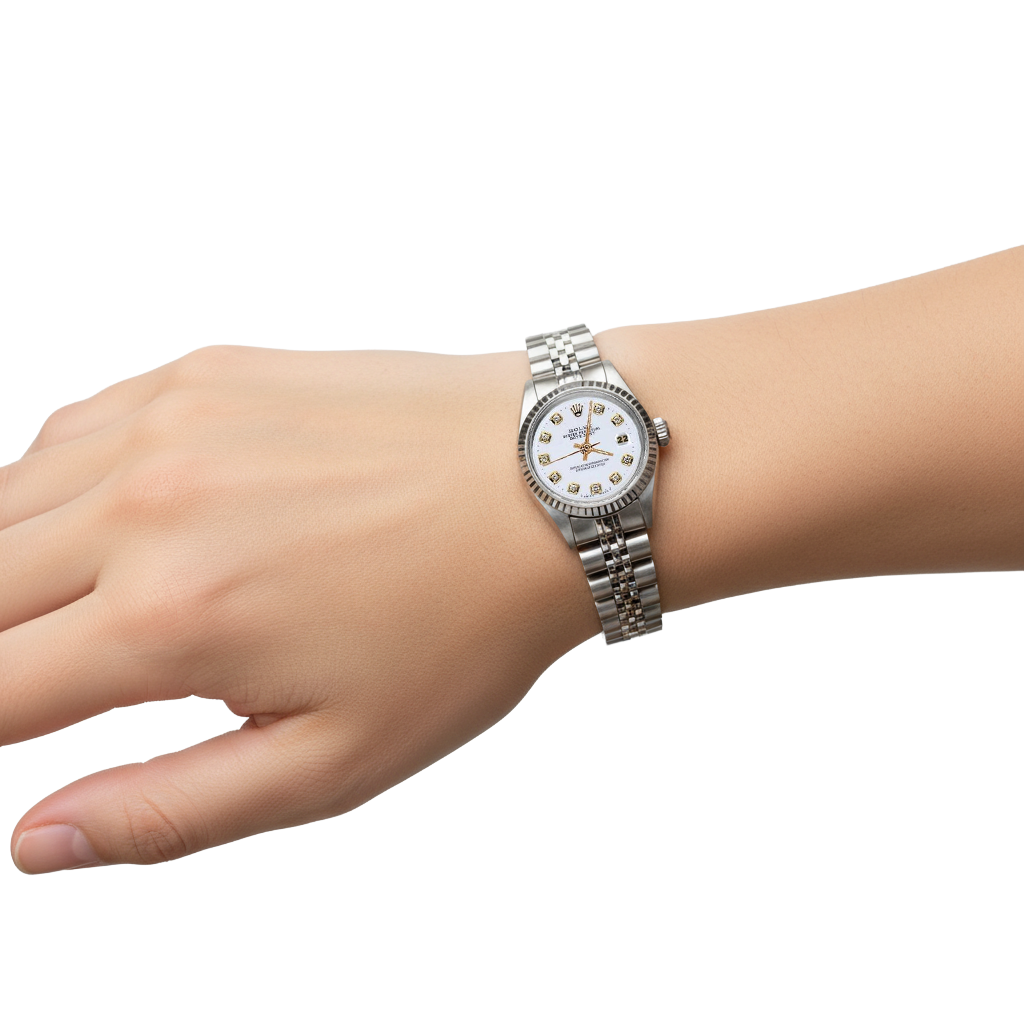 Quadrante bianco con diamanti Rolex perpetua in acciaio inossidabile Orologio da donna Datejust P1