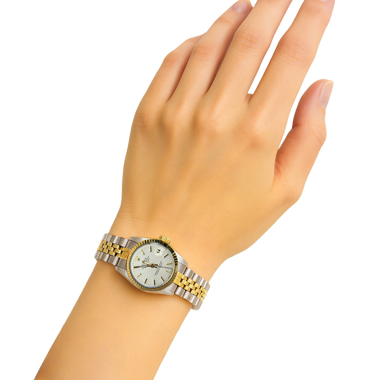 Quadrante bianco con quadrante Datejust Rolex Orologio da donna acciaio inossidabile e Rolex in oro P2