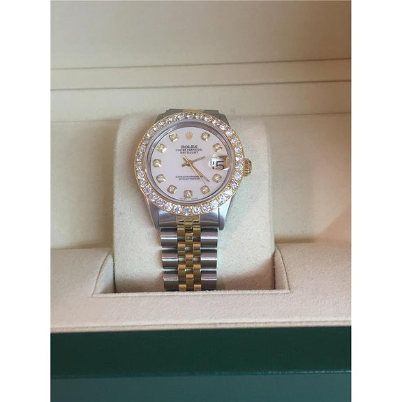 Quadrante con diamanti e lunetta grande Orologio Rolex Datejust Bracciale giubileo