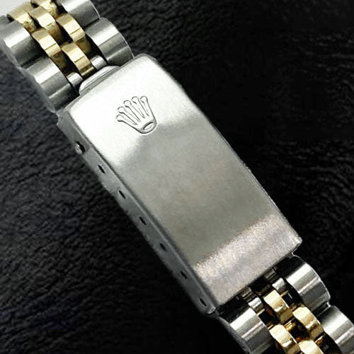 Quadrante con diamanti neri, acciaio inossidabile e bracciale in oro, orologio Rolex da donna Datejust