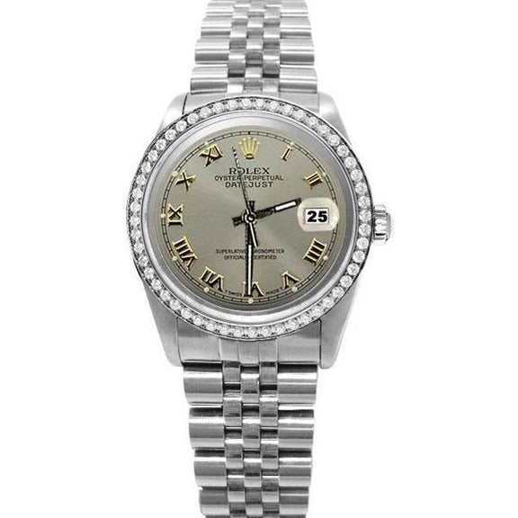 Quadrante grigio romano Rolex Datejust Orologio in acciaio inossidabile