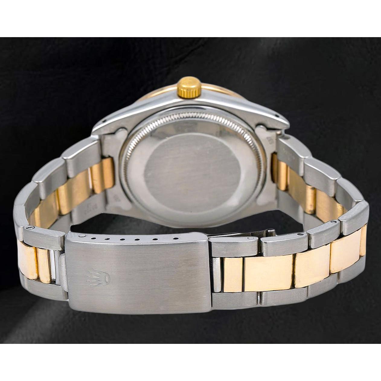 Quadrante in madreperla rosa con diamanti Orologio Rolex Datejust bicolore da 36 mm Bracciale Oyster