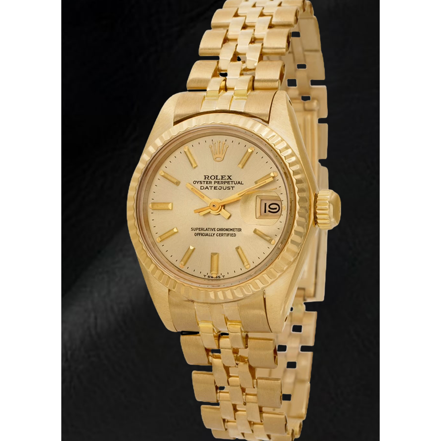 Rolex Lady Datejust President Style Champagne 26 mm Orologio in oro giallo