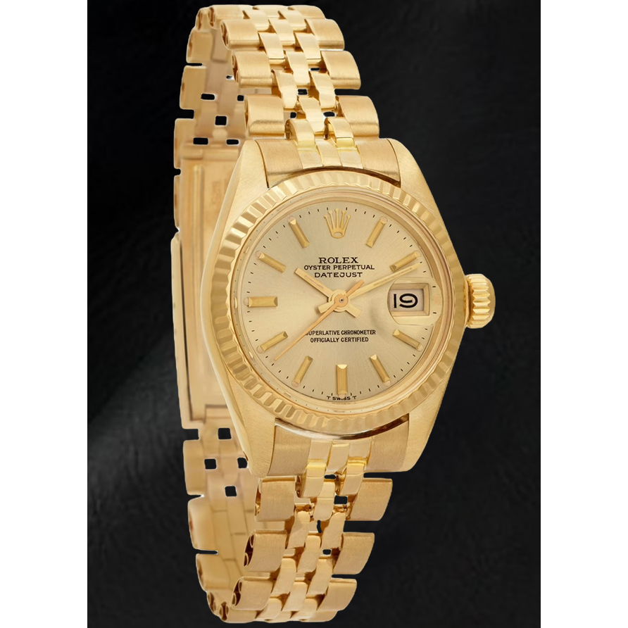 Rolex Lady Datejust President Style Champagne 26 mm Orologio in oro giallo