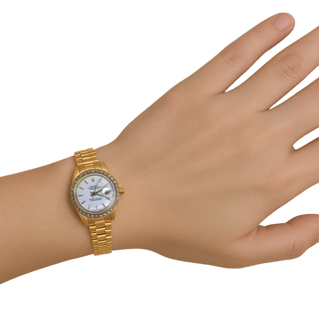 Rolex Datejust Orologio Bracciale in oro giallo Quadrante con lunetta in diamanti