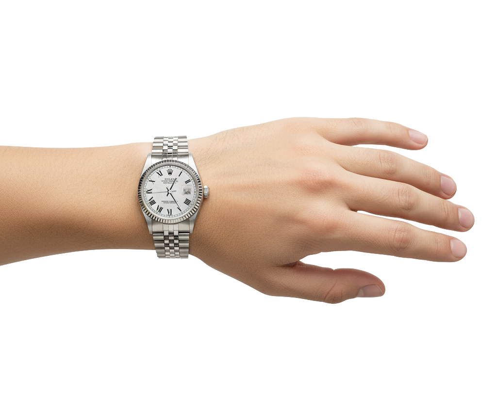 Rolex Datejust Orologio da uomo Quadrante bianco romano Lunetta scanalata Giubileo in acciaio inossidabile IMPOSTAZIONE RAPIDA