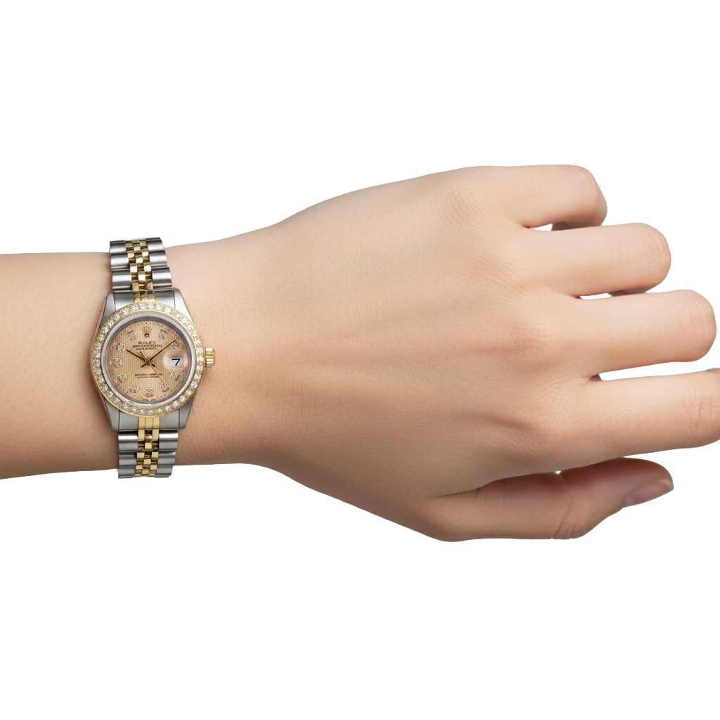 Rolex Datejust arazzo quadrante con diamanti lunetta orologio da donna in acciaio inossidabile e oro P2