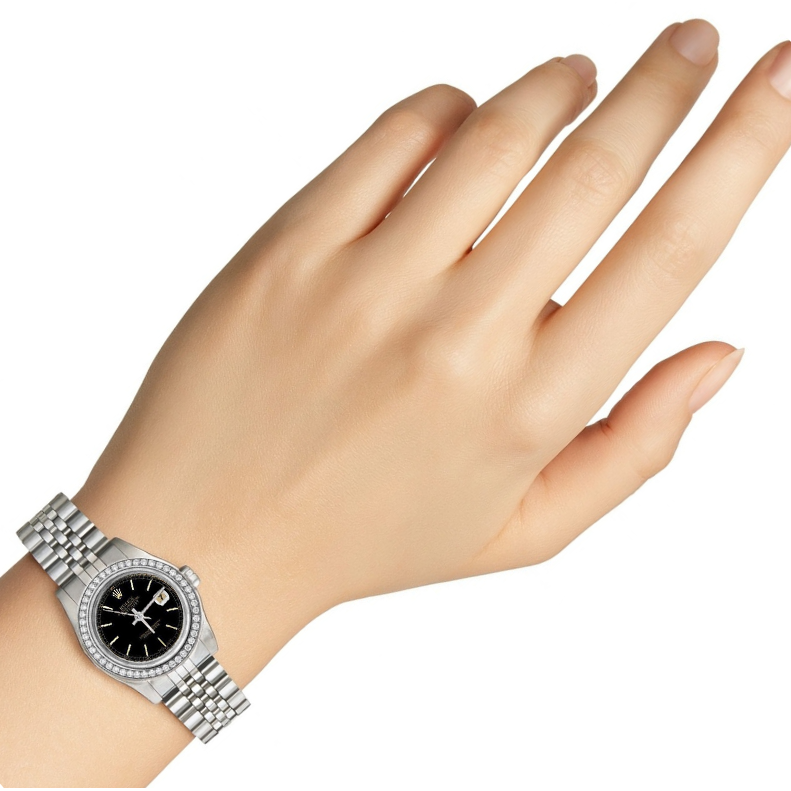 Rolex Datejust bastone nero Quadrante orologio da donna Bracciale giubileo in acciaio inossidabile