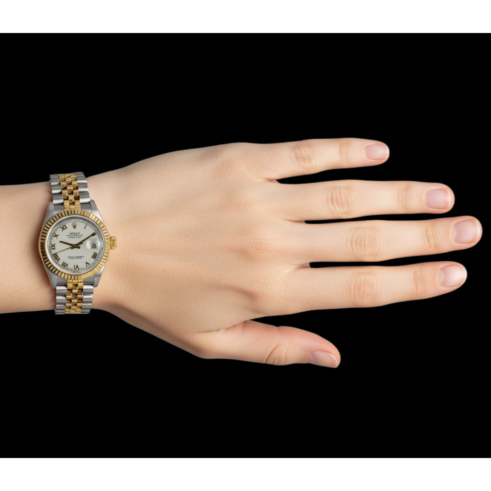 Rolex Datejust bracciale jubilee di medie dimensioni in acciaio inossidabile e oro giallo 18K P4