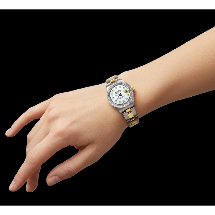 Rolex Datejust orologio da donna bicolore con lunetta in diamanti P3