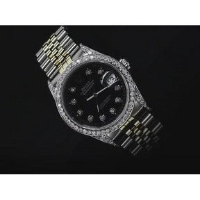 Rolex Datejust presa rapida Senza fori Lunetta con diamanti Quadrante nero
