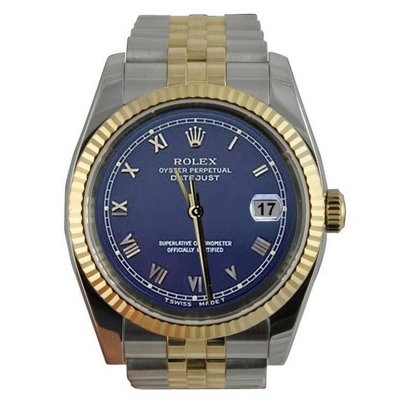 Rolex Datejust uomo Rolex Quadrante Blu Romano Acciaio inossidabile