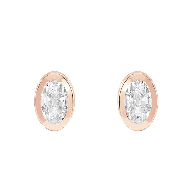 Cuscino Antico Diamante anello in Oro Rosa 14K – vista frontale