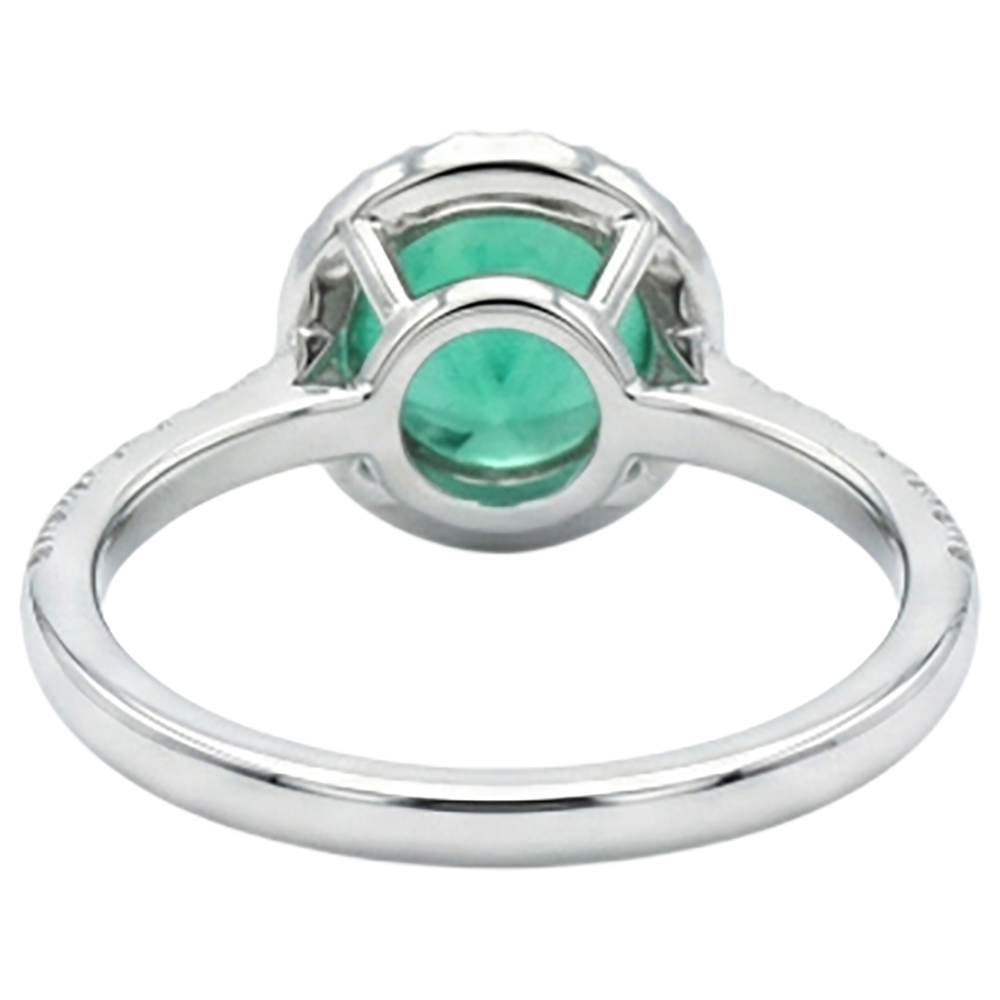 Smeraldo Fine Anello con Gemma 3-carati Oro Due Toni 14K – vista posteriore