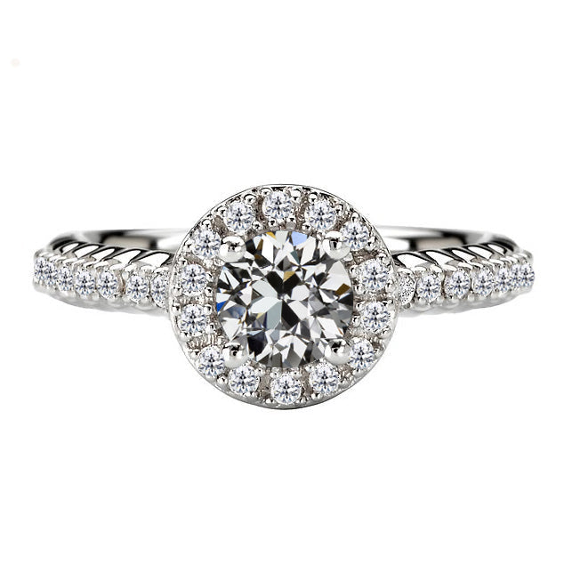 Brillante Anello con Pavé Halo 1-carati Oro Bianco 14K – vista principale