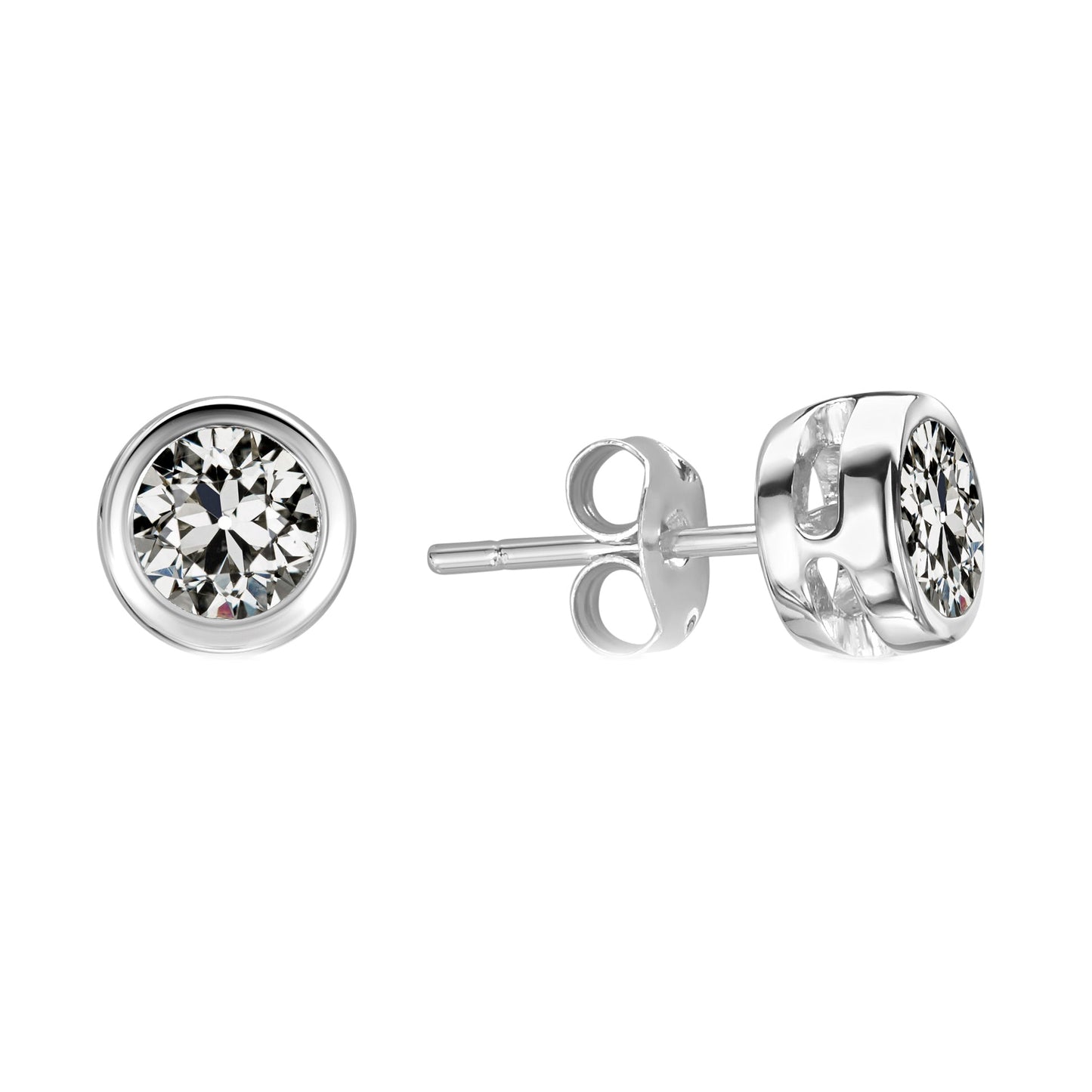 Diamante Fine Cuscino Antico Orecchini Pendenti in Oro 14 Carati Bianco – vista principale