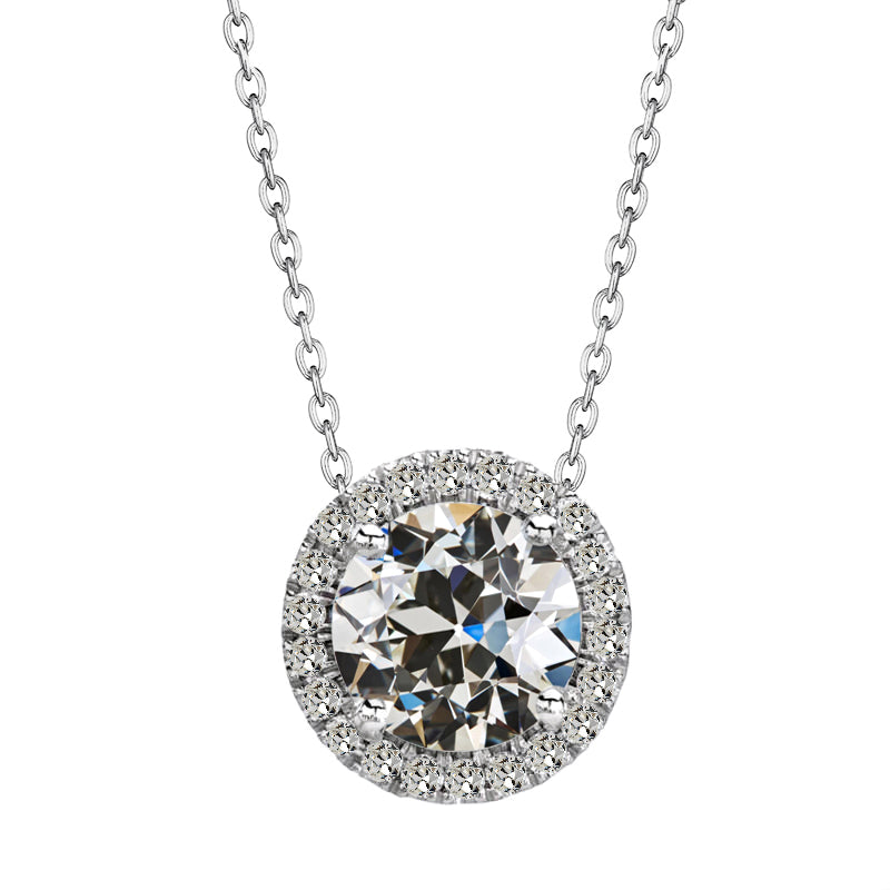 Diamante Fine Taglio Old Mine Halo in Oro 14 Carati Bianco – vista principale