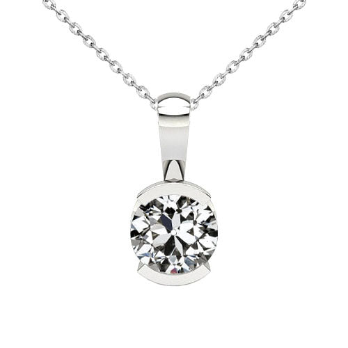 Diamante Fine Pendente a Goccia 1,50 carati Oro 14 Carati Bianco – vista principale