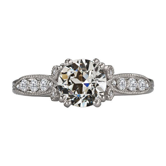 Diamante Fine Taglio Old Mine Anniversary Ring in Oro Bianco 14K – vista principale