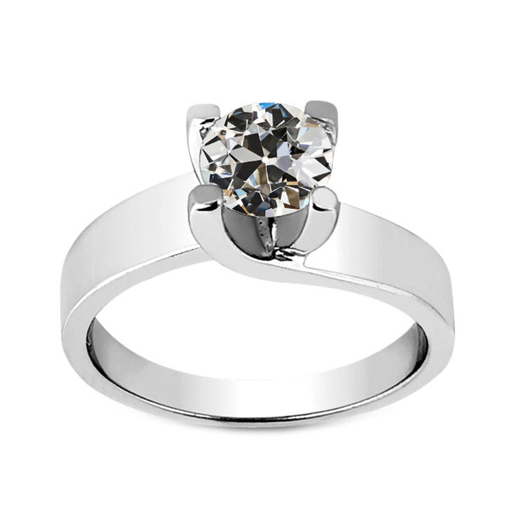 Cuscino Antico Diamante anello in Oro Bianco 14K – vista principale