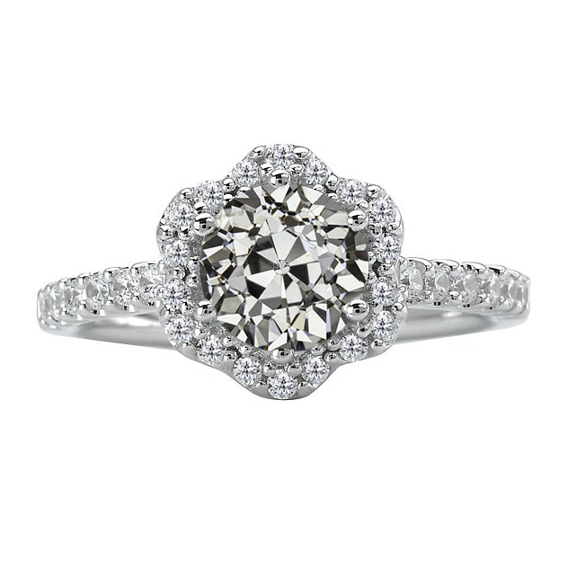 Diamante Fine Anello Solitario con Accenti 1,50 carati Oro Bianco 14K – vista principale