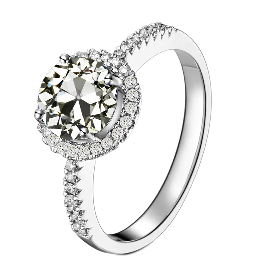 Anello con Pavé Halo Oro 14 Carati Bianco con Diamante – vista principale