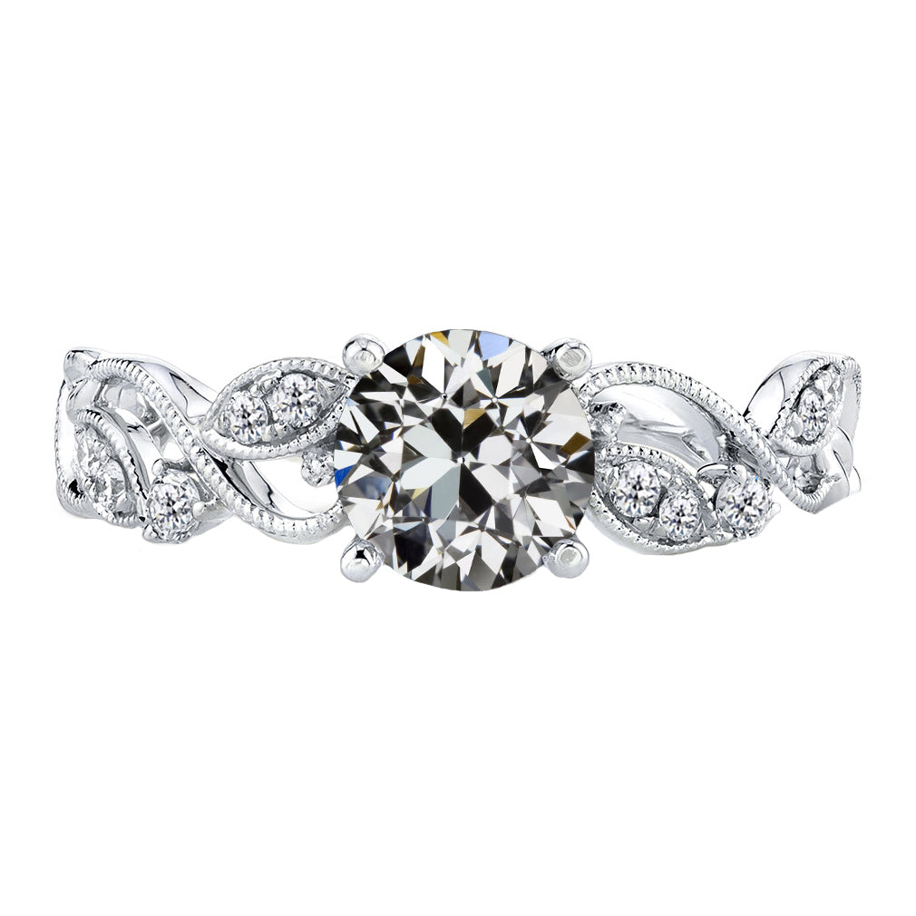 Cuscino Antico Diamante anello in Oro Bianco 14K – vista principale