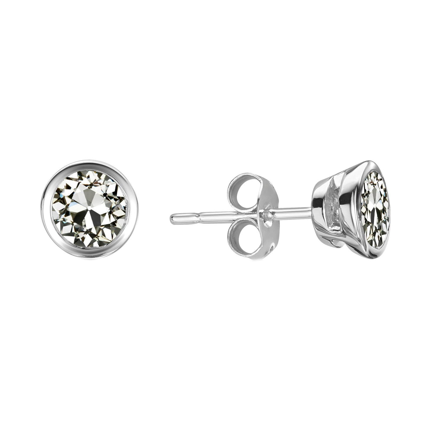 Cuscino Antico Diamante anello in Oro 14 Carati Bianco – vista principale