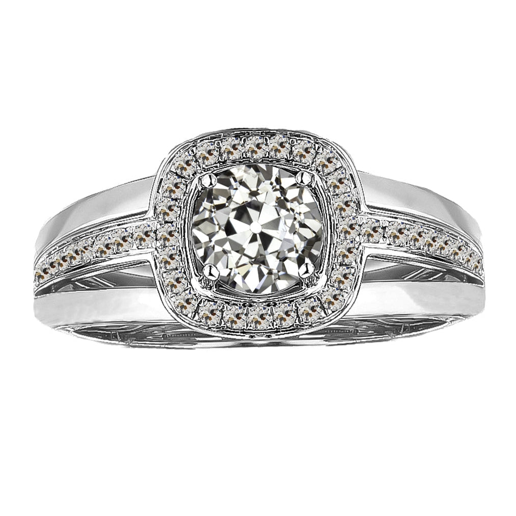 Diamante Fine Anello di Fidanzamento Halo 2 carati Oro 14 Carati Bianco – vista principale