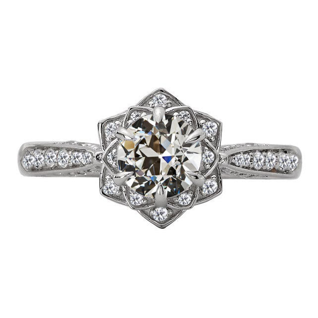 Diamante Fine Anello Halo 4-carati Oro 14 Carati Bianco – vista principale