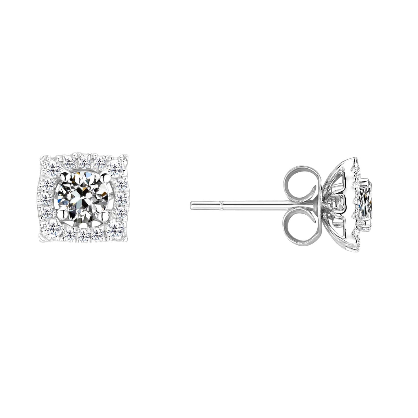 Diamante Cuscino Antico Orecchini in Oro Bianco 14K – vista principale