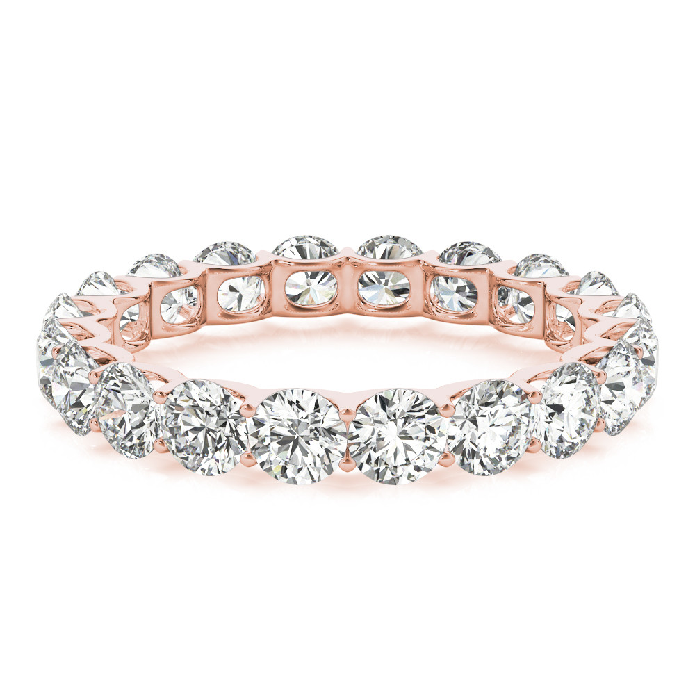 Brillante Taglio Rotondo Eternity Band in Oro Rosa 14K – vista laterale